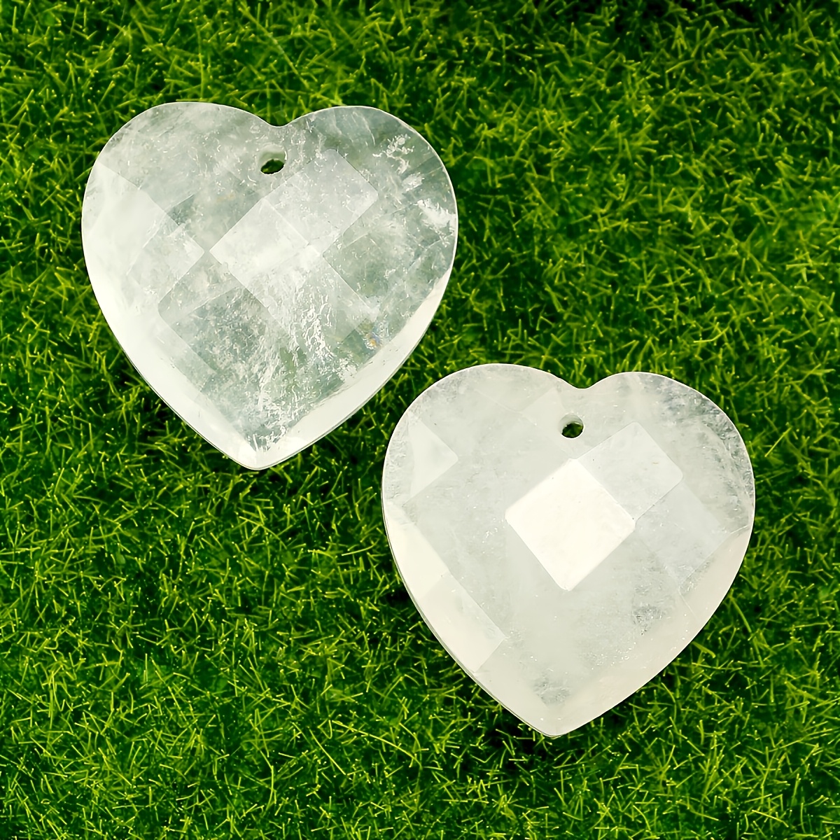 6pcs Random Rose Quartz Exquisite Faceted Heart Pendant Set
